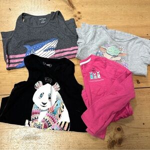 Girl’s Graphic T-Shirts / Tanks  Pack of 4 - Assorted Colors- Size 8